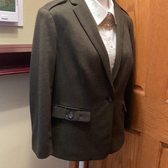 6/$20 The Limited Beautiful Houndstooth Olive Blazer 2 front Pockets EUC Size M - Picture 14 of 16